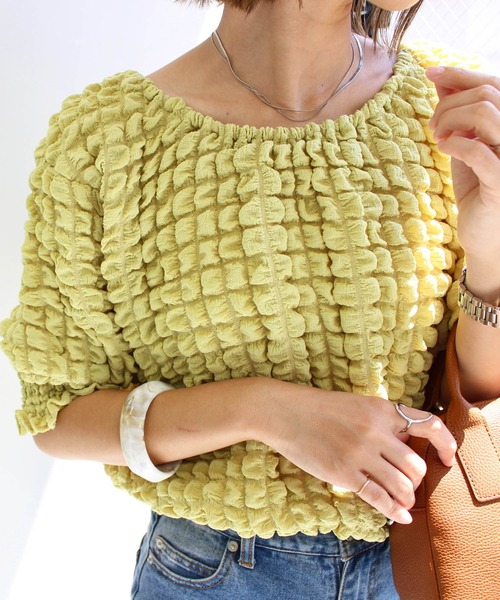 MLI'A（エムリア）の「2WAYぽこぽこトップス（Tシャツ/カットソー・レディース・イエロー系その他/ブラック/オフホワイト・M）」の17枚目の写真