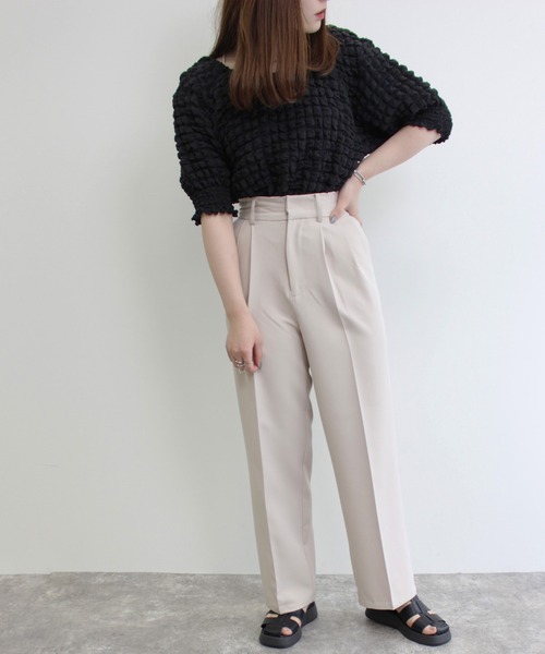 MLI'A（エムリア）の「2WAYぽこぽこトップス（Tシャツ/カットソー・レディース・イエロー系その他/ブラック/オフホワイト・M）」の10枚目の写真