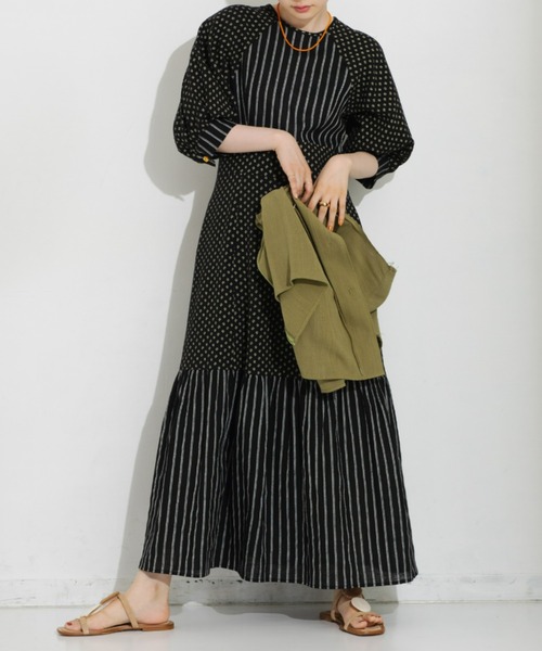 Unitage（ユニテージ）の「レトロ花柄ワンピース（ワンピース・レディース・ブラック/イエロー/グリーン・S/M）」の6枚目の写真