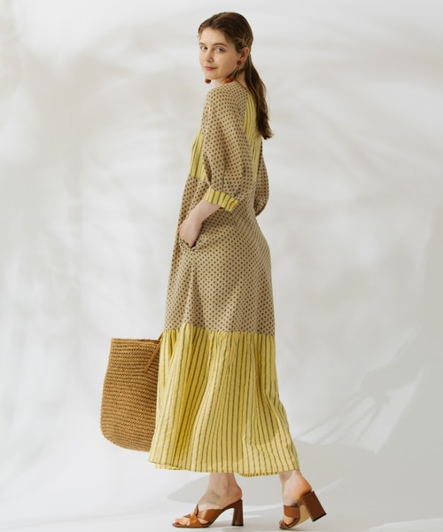 Unitage（ユニテージ）の「レトロ花柄ワンピース（ワンピース・レディース・ブラック/イエロー/グリーン・S/M）」の15枚目の写真