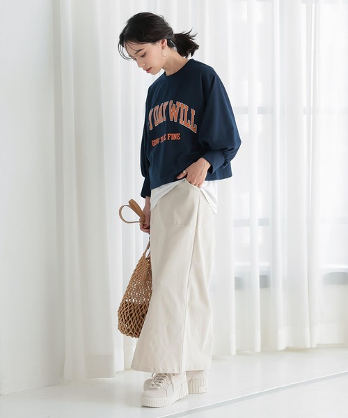 KOBE LETTUCE(コウベレタス)の「ボリュームスリーブロゴトップス(Tシャツ/カットソー・レディース・ネイビー/オフホワイト/グリーン・FREE)」の6枚目の写真