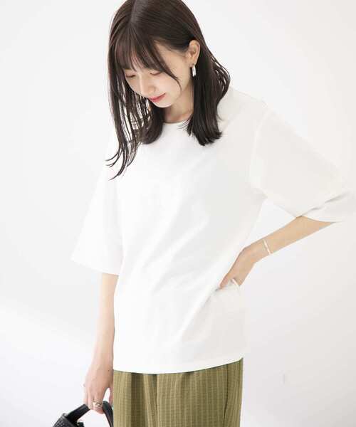 ITEMS URBANRESEARCH(アイテムズ アーバンリサーチ)の「ストレッチハンソデTシャツ(Tシャツ/カットソー・レディース・ホワイト/ライトブルー/ブラック/グリーン・FREE)」の2枚目の写真