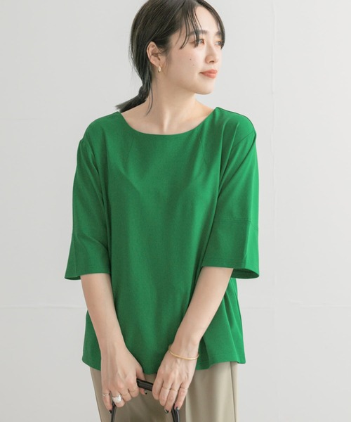 ITEMS URBANRESEARCH(アイテムズ アーバンリサーチ)の「ストレッチハンソデTシャツ(Tシャツ/カットソー・レディース・ホワイト/ライトブルー/ブラック/グリーン・FREE)」の1枚目の写真