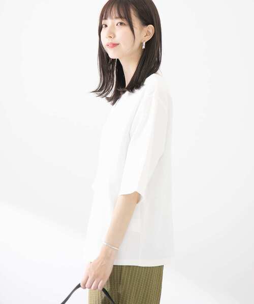 ITEMS URBANRESEARCH(アイテムズ アーバンリサーチ)の「ストレッチハンソデTシャツ(Tシャツ/カットソー・レディース・ホワイト/ライトブルー/ブラック/グリーン・FREE)」の5枚目の写真