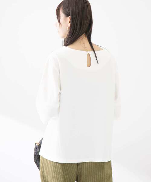 ITEMS URBANRESEARCH(アイテムズ アーバンリサーチ)の「ストレッチハンソデTシャツ(Tシャツ/カットソー・レディース・ホワイト/ライトブルー/ブラック/グリーン・FREE)」の6枚目の写真