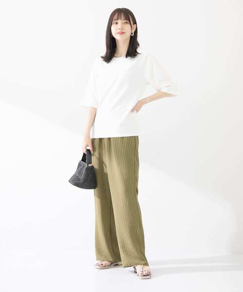 ITEMS URBANRESEARCH(アイテムズ アーバンリサーチ)の「ストレッチハンソデTシャツ(Tシャツ/カットソー・レディース・ホワイト/ライトブルー/ブラック/グリーン・FREE)」の8枚目の写真