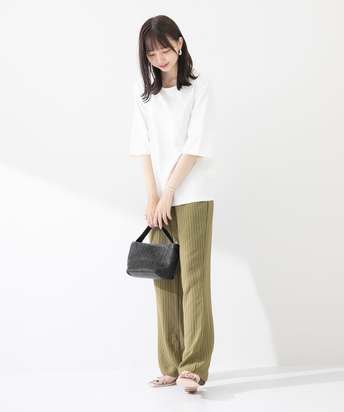 ITEMS URBANRESEARCH(アイテムズ アーバンリサーチ)の「ストレッチハンソデTシャツ(Tシャツ/カットソー・レディース・ホワイト/ライトブルー/ブラック/グリーン・FREE)」の9枚目の写真