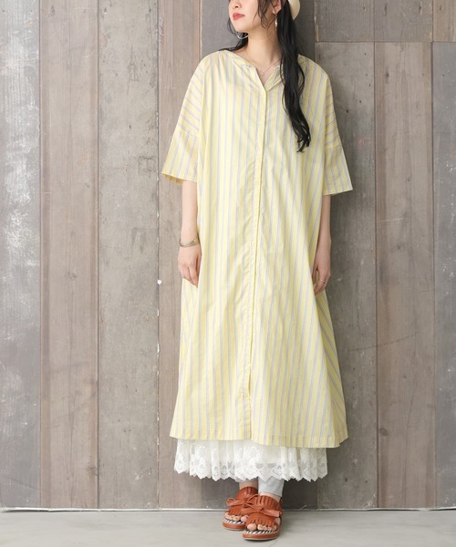 セール スキッパー襟ストライプ柄シャツワンピース ワンピース N Orlabel ノアールレーベル のファッション通販 Zozotown
