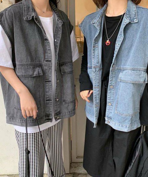 EPICKS(エピックス)の「デニムBIGシルエットベスト(ベスト・レディース・ブラック/ブルー・M/L/XL/S)」の3枚目の写真