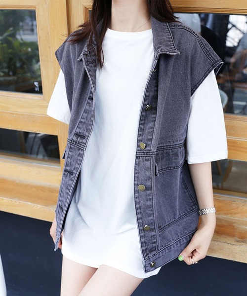 EPICKS(エピックス)の「デニムBIGシルエットベスト(ベスト・レディース・ブラック/ブルー・M/L/XL/S)」の11枚目の写真