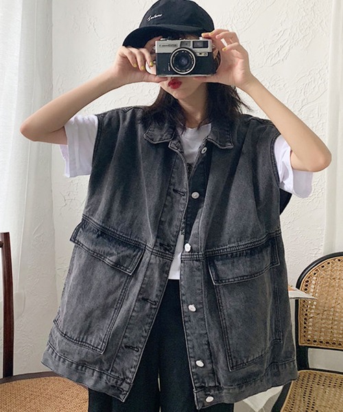 EPICKS(エピックス)の「デニムBIGシルエットベスト(ベスト・レディース・ブラック/ブルー・M/L/XL/S)」の8枚目の写真