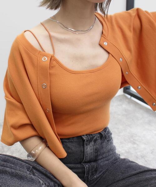 MLI'A（エムリア）の「カップ付きリブキャミソール（キャミソール・レディース・ブラック/オレンジ/グリーン/アイボリー/モカ・M）」の5枚目の写真