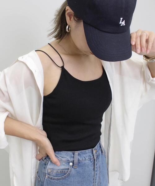 MLI'A（エムリア）の「カップ付きリブキャミソール（キャミソール・レディース・ブラック/オレンジ/グリーン/アイボリー/モカ・M）」の2枚目の写真