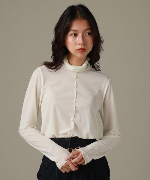 Cheek(チーク)の「リブメローインナーカット(Tシャツ/カットソー・レディース・グリーン/グレー/ブラック/アイボリー・MEDIUM)」の2枚目の写真