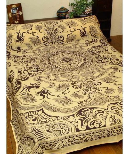 チャイハネ(チャイハネ)の「【チャイハネ】トライバルベッドカバー セミダブルサイズ(寝具・メンズ・グリーン/グレー/ブラウン/パープル/レッド/ブルー/ライトグレー/ブラック/ダークブラウン・FREE)」の5枚目の写真