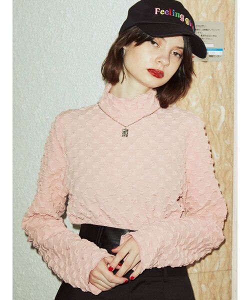 jouetie（ジュエティ）の「ポップコーンハイネックトップス（Tシャツ/カットソー・レディース・ブラック/ピンク/ブルー/アイボリー/グリーン・MEDIUM）」の5枚目の写真