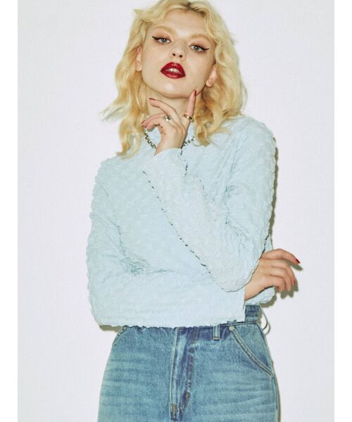 jouetie（ジュエティ）の「ポップコーンハイネックトップス（Tシャツ/カットソー・レディース・ブラック/ピンク/ブルー/アイボリー/グリーン・MEDIUM）」の12枚目の写真