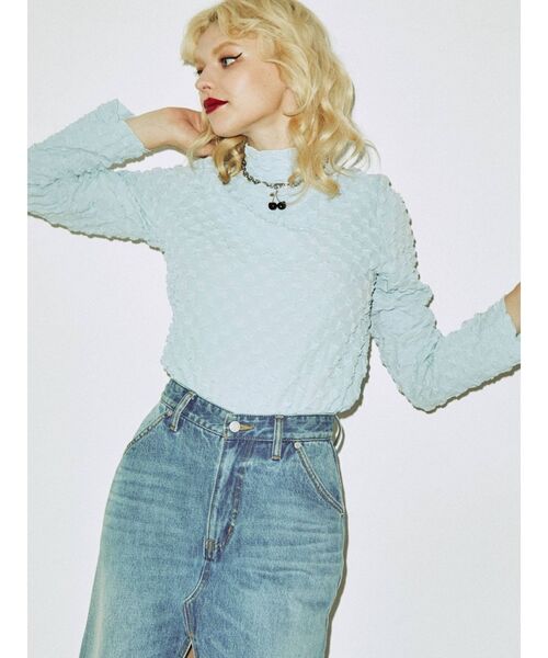 jouetie（ジュエティ）の「ポップコーンハイネックトップス（Tシャツ/カットソー・レディース・ブラック/ピンク/ブルー/アイボリー/グリーン・MEDIUM）」の13枚目の写真