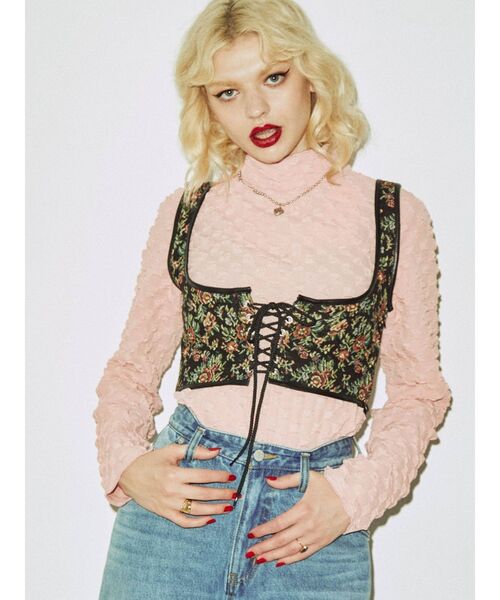 jouetie（ジュエティ）の「ポップコーンハイネックトップス（Tシャツ/カットソー・レディース・ブラック/ピンク/ブルー/アイボリー/グリーン・MEDIUM）」の18枚目の写真