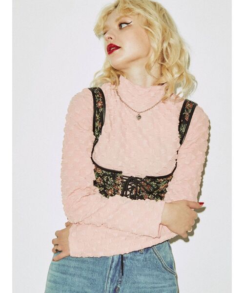 jouetie（ジュエティ）の「ポップコーンハイネックトップス（Tシャツ/カットソー・レディース・ブラック/ピンク/ブルー/アイボリー/グリーン・MEDIUM）」の19枚目の写真