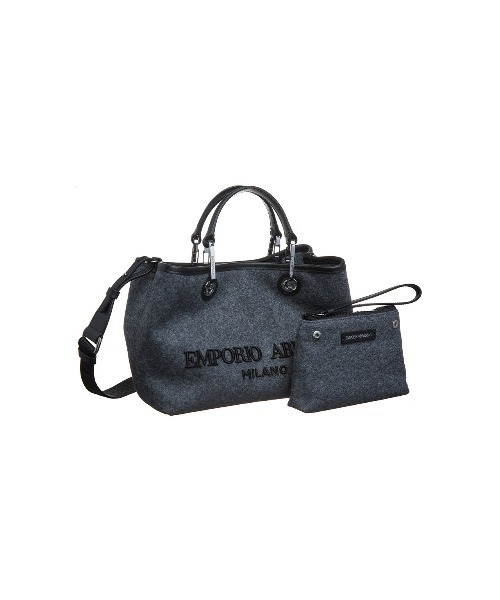 EMPORIO ARMANI(エンポリオアルマーニ)の「【エンポリオ アルマーニ】MyEA フェルト製 スモールサイズ ロゴ刺繍入り(ショルダーバッグ・レディース・グレー系その他3・FREE)」の4枚目の写真