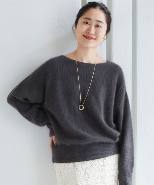 le.coeur blanc（ルクールブラン）の「FOX混アゼコンビボートネックニット（ニット/セーター・レディース・グレー/ダークグレー/ミント/モカ・38）」の3枚目の写真