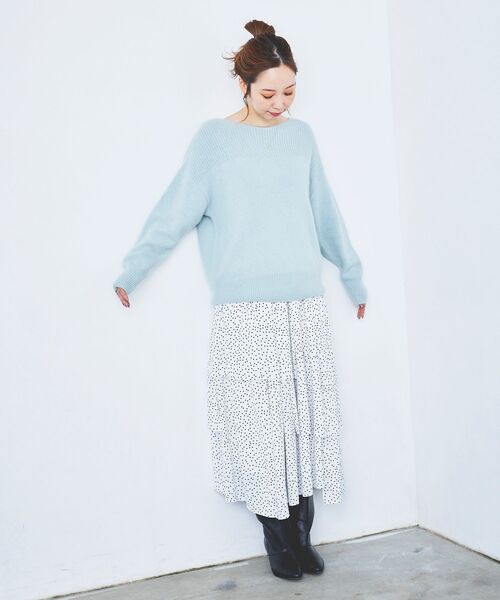 le.coeur blanc（ルクールブラン）の「FOX混アゼコンビボートネックニット（ニット/セーター・レディース・グレー/ダークグレー/ミント/モカ・38）」の22枚目の写真