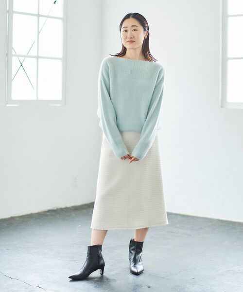 le.coeur blanc（ルクールブラン）の「FOX混アゼコンビボートネックニット（ニット/セーター・レディース・グレー/ダークグレー/ミント/モカ・38）」の20枚目の写真