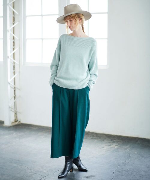 le.coeur blanc（ルクールブラン）の「FOX混アゼコンビボートネックニット（ニット/セーター・レディース・グレー/ダークグレー/ミント/モカ・38）」の18枚目の写真