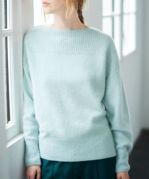 le.coeur blanc（ルクールブラン）の「FOX混アゼコンビボートネックニット（ニット/セーター・レディース・グレー/ダークグレー/ミント/モカ・38）」の16枚目の写真