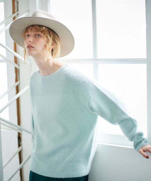 le.coeur blanc（ルクールブラン）の「FOX混アゼコンビボートネックニット（ニット/セーター・レディース・グレー/ダークグレー/ミント/モカ・38）」の14枚目の写真