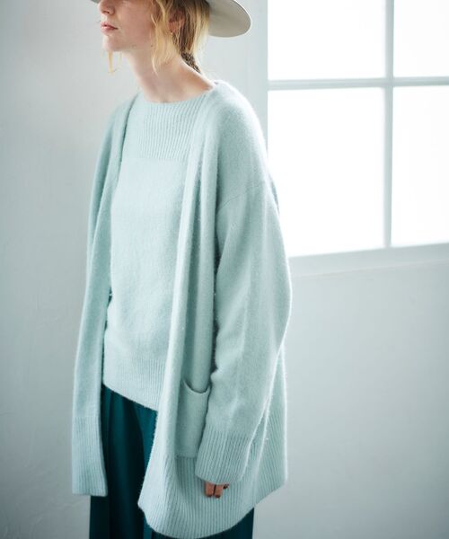 le.coeur blanc（ルクールブラン）の「FOX混アゼコンビボートネックニット（ニット/セーター・レディース・グレー/ダークグレー/ミント/モカ・38）」の13枚目の写真