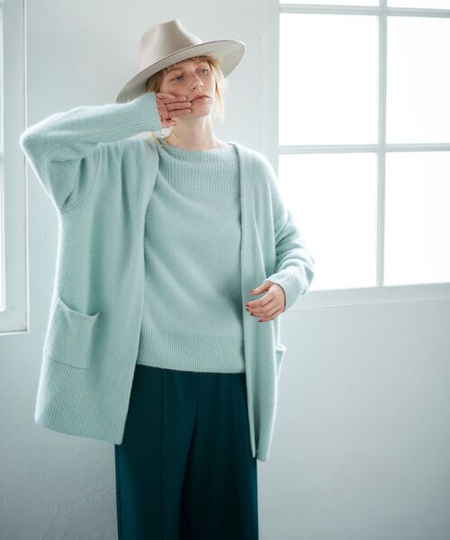 le.coeur blanc（ルクールブラン）の「FOX混アゼコンビボートネックニット（ニット/セーター・レディース・グレー/ダークグレー/ミント/モカ・38）」の12枚目の写真