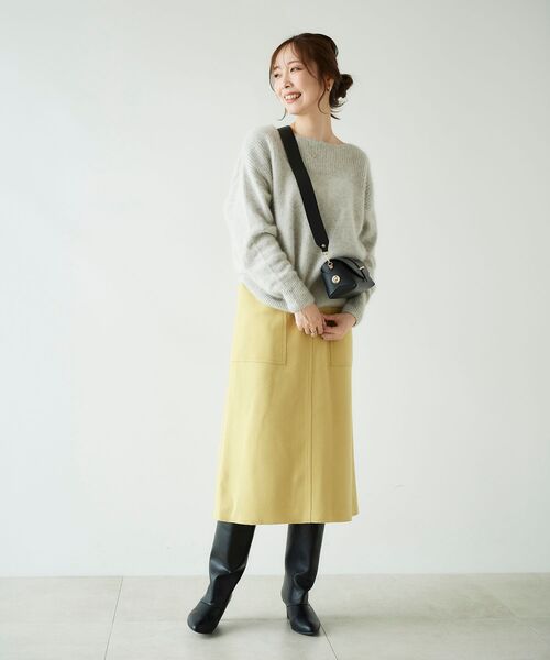 le.coeur blanc（ルクールブラン）の「FOX混アゼコンビボートネックニット（ニット/セーター・レディース・グレー/ダークグレー/ミント/モカ・38）」の9枚目の写真