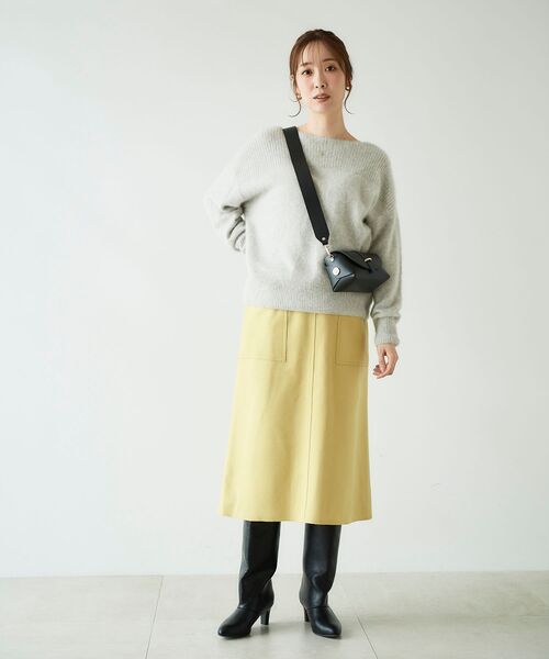 le.coeur blanc（ルクールブラン）の「FOX混アゼコンビボートネックニット（ニット/セーター・レディース・グレー/ダークグレー/ミント/モカ・38）」の7枚目の写真