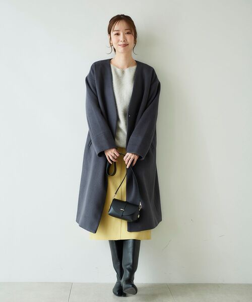 le.coeur blanc（ルクールブラン）の「FOX混アゼコンビボートネックニット（ニット/セーター・レディース・グレー/ダークグレー/ミント/モカ・38）」の5枚目の写真