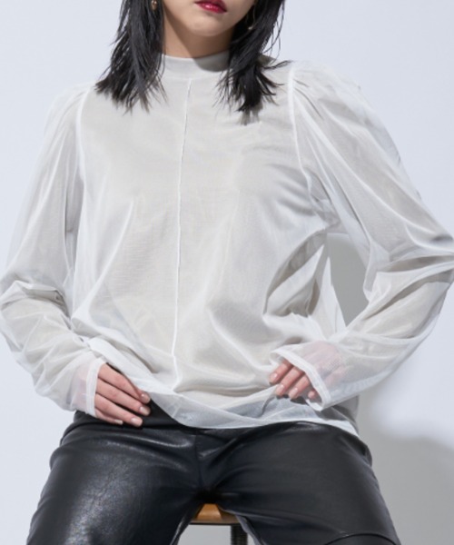 Solace(ソレイス)の「カットレイヤードシアーハイネックトップス(シャツ/ブラウス・レディース・ブラック/ブラック系その他/ホワイト・FREE)」の21枚目の写真