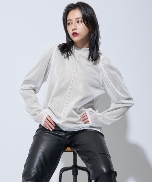 Solace(ソレイス)の「カットレイヤードシアーハイネックトップス(シャツ/ブラウス・レディース・ブラック/ブラック系その他/ホワイト・FREE)」の17枚目の写真