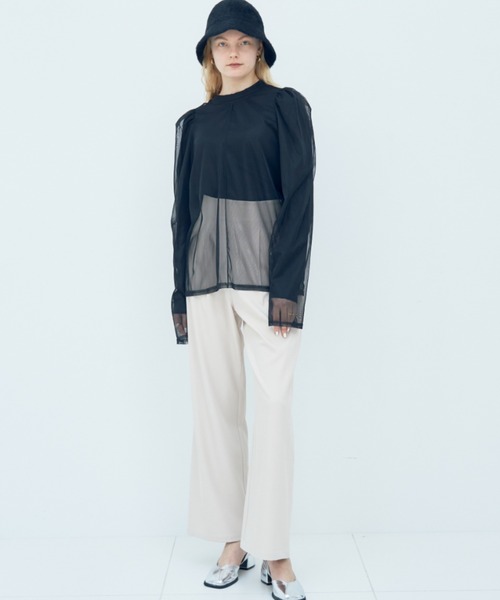 Solace(ソレイス)の「カットレイヤードシアーハイネックトップス(シャツ/ブラウス・レディース・ブラック/ブラック系その他/ホワイト・FREE)」の5枚目の写真