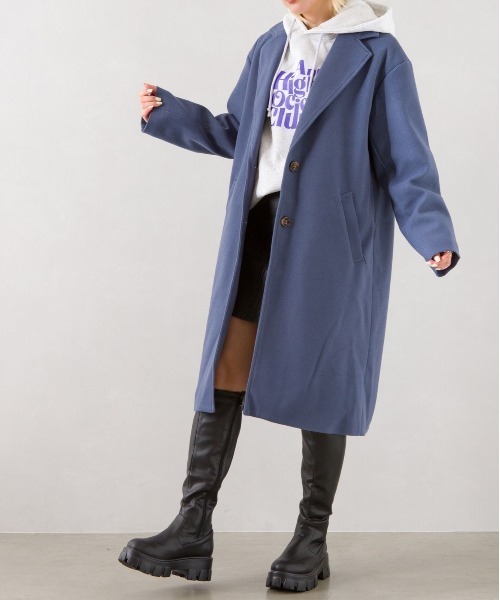 SpRay（スプレイ）の「エコウールチェスターコート（チェスターコート・レディース・モカ/アイボリー/ブラック/ブルー/ダークグリーン・FREE）」の5枚目の写真