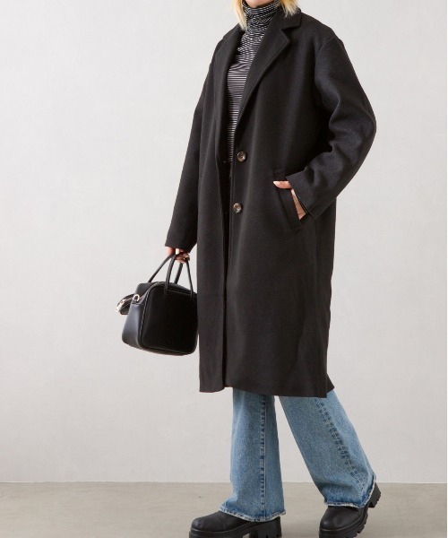 SpRay（スプレイ）の「エコウールチェスターコート（チェスターコート・レディース・モカ/アイボリー/ブラック/ブルー/ダークグリーン・FREE）」の3枚目の写真