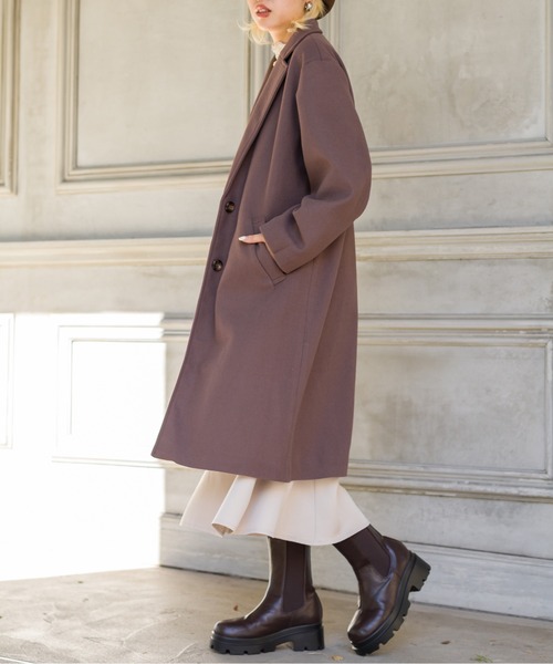 SpRay（スプレイ）の「エコウールチェスターコート（チェスターコート・レディース・モカ/アイボリー/ブラック/ブルー/ダークグリーン・FREE）」の4枚目の写真