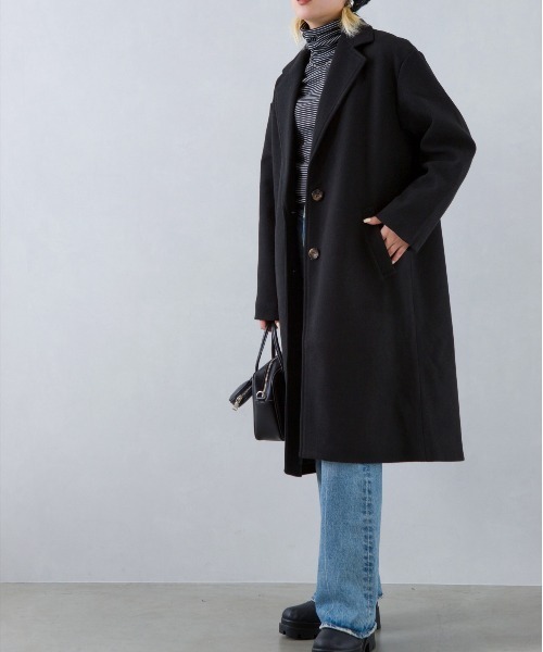 SpRay（スプレイ）の「エコウールチェスターコート（チェスターコート・レディース・モカ/アイボリー/ブラック/ブルー/ダークグリーン・FREE）」の8枚目の写真