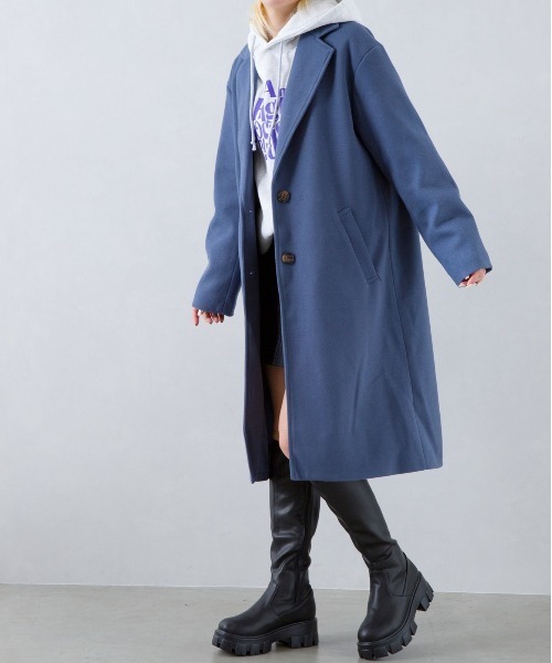 SpRay（スプレイ）の「エコウールチェスターコート（チェスターコート・レディース・モカ/アイボリー/ブラック/ブルー/ダークグリーン・FREE）」の17枚目の写真