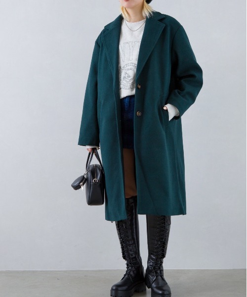 SpRay（スプレイ）の「エコウールチェスターコート（チェスターコート・レディース・モカ/アイボリー/ブラック/ブルー/ダークグリーン・FREE）」の10枚目の写真