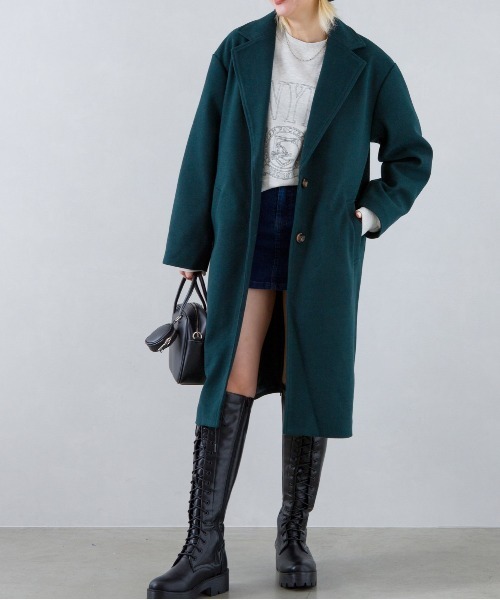 SpRay（スプレイ）の「エコウールチェスターコート（チェスターコート・レディース・モカ/アイボリー/ブラック/ブルー/ダークグリーン・FREE）」の20枚目の写真