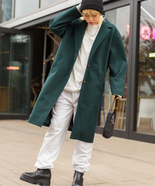 SpRay（スプレイ）の「エコウールチェスターコート（チェスターコート・レディース・モカ/アイボリー/ブラック/ブルー/ダークグリーン・FREE）」の21枚目の写真