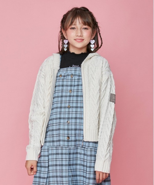 JENNI love（ジェニィラブ）の「ケーブルニットZIPパーカー（パーカー・キッズ・オフホワイト/グレー/ラベンダー・130cm/150cm/140cm/160cm）」の2枚目の写真