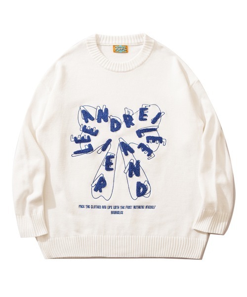 Ressaca（レサーカ）の「オーバーサイズ ロゴクルーネックニットセーター（ニット/セーター・メンズ・ホワイト系その他/ベージュ/ブラック/ブラック系その他2/ブルー/ブラウン/ブラック系その他/ホワイト・L/M/XL）」の3枚目の写真