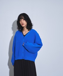 【4youstory】片畦編みネックカーディガン